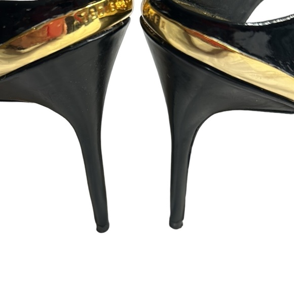 TED BAKER Chablise high shine  gloss black patent leather stiletto sandal mules - Picture 4 of 15